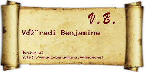 Váradi Benjamina névjegykártya